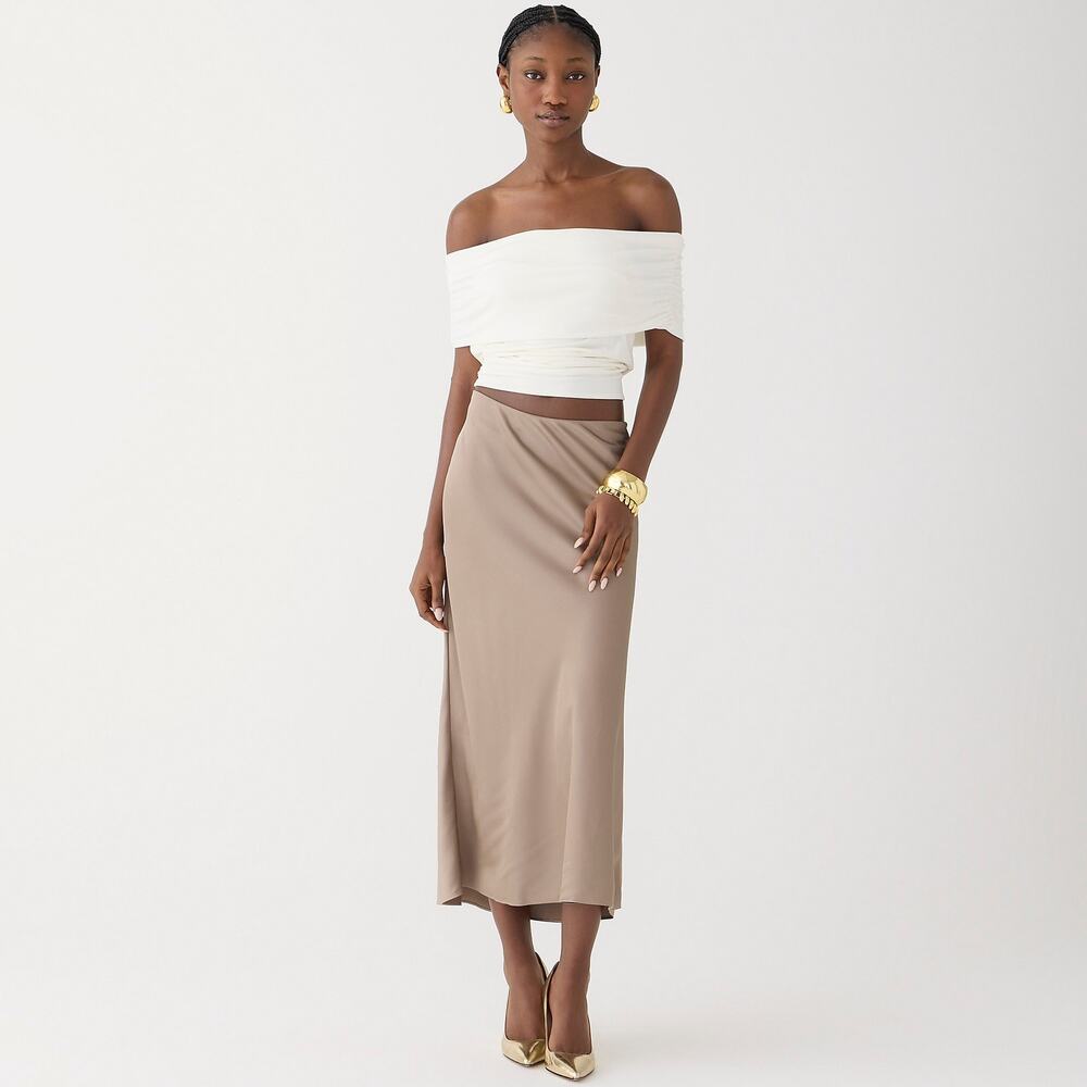 J.Crew Gwyneth Minimalist Elegant slip skirt Warm Boulder L